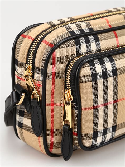 burberry vintage check and leather camera bag|authentic vintage Burberry bag.